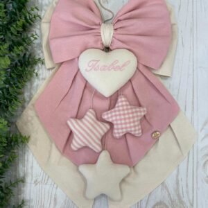 Fiocco Nascita Bimba Rosa Baby e Panna con Ricamo Personalizzato
