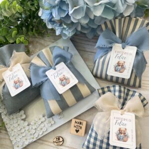 Sacchetto Sartoriale Azzurro Polvere con Nastro Sfrangiato