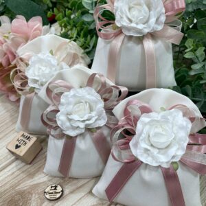 Sacchetto Sartoriale Bianco con Applicazione Rosa