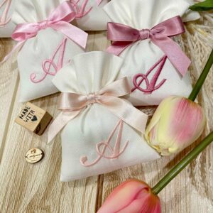 Sacchetto Sartoriale Colore Seta con Ricamo Iniziale