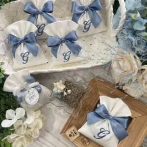 Sacchetto Sartoriale Panama Seta con Ricamo, Lavanda e Confetti
