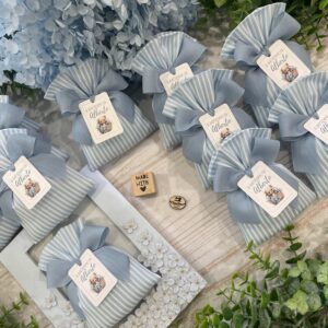 Sacchetto Sartoriale a Righe Bianche e Celesti