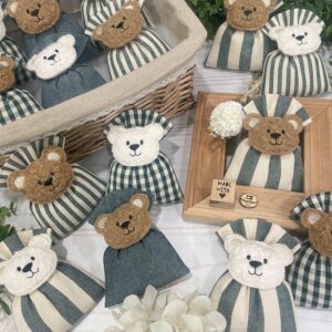 Sacchetto Sartoriale Verdone con Orsetto Calamita in Tessuto