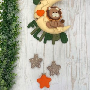 Fiocco Nascita Bimbo Luna con Leone e Nome
