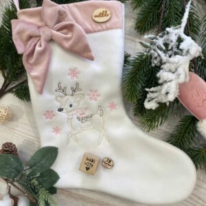 Calza Natalizia con Ricamo Cerbiatto