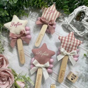 Bastoncino con Stellina Personalizzato Rosa Antico e Panna con Nome o Iniziale