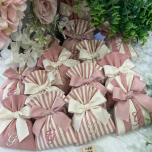 Sacchetto Sartoriale Rosa Antico con Ricamo Iniziale