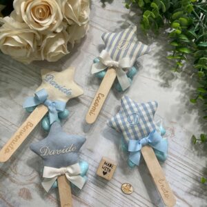 Bastoncino con Stellina Personalizzato Nuvola e Panna con Nome o Iniziale