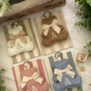 Sacchetto Sartoriale con Orsetto Portachiavi in Tessuto Bouclè