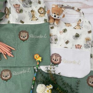 Set Asilo Ricamato – Animali della Savana