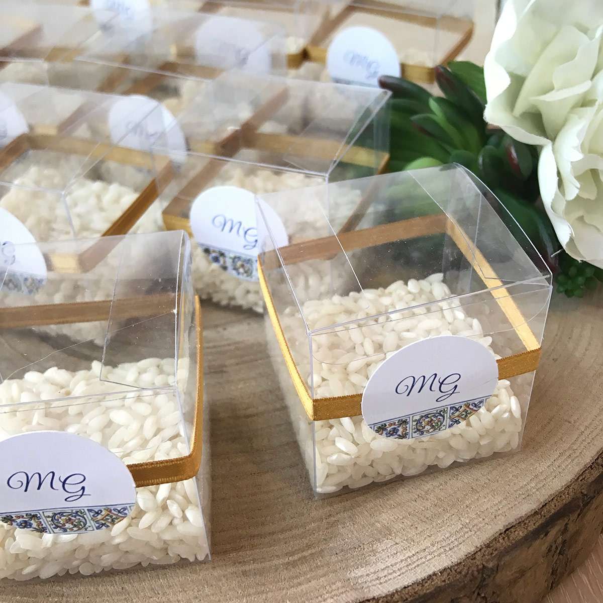 Cubo Porta Riso con Tag Personalizzato