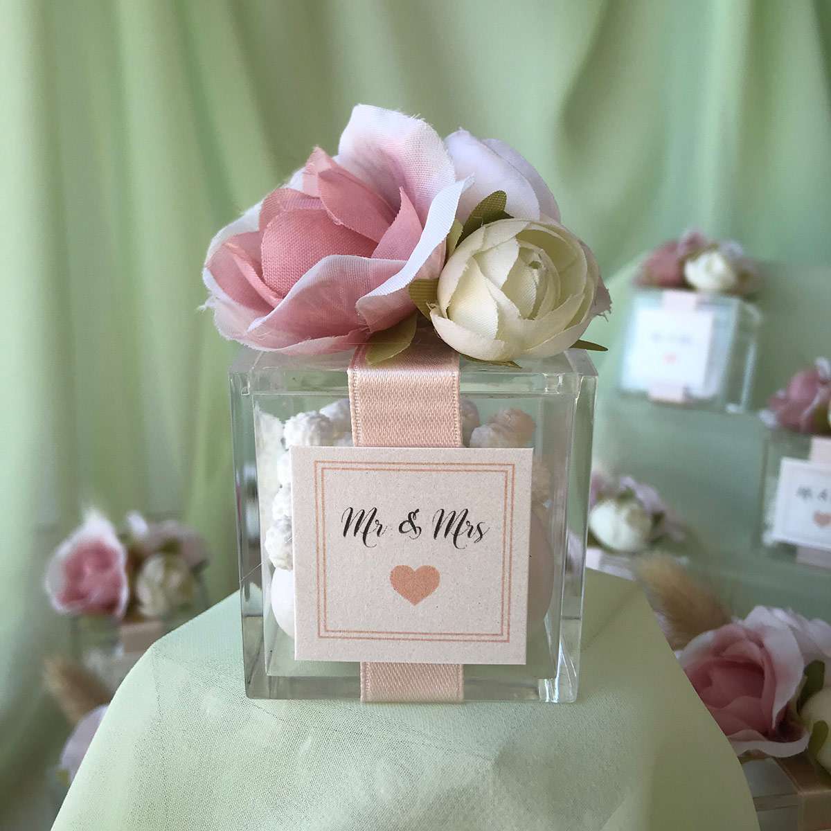 Scatolina Segnaposto in Plexiglass Portaconfetti Personalizzata