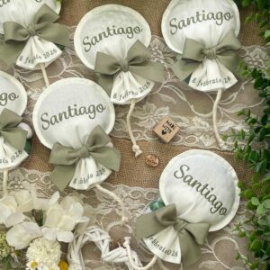 Sacchetto Sartoriale Palloncino Tinto Filo Bianco con Ricamo Nome e Data