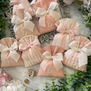 Sacchetto Sartoriale Rosa Cipria Pesca con Ricamo Iniziale