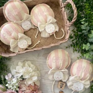 Sacchetto Sartoriale Palloncino Rosa Cipria con Ricamo Nome