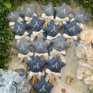 Bastoncino con Stellina Personalizzato Rigatino Carta da Zucchero con Iniziale