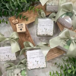 Porta Confetti in PVC Personalizzato White Flowers
