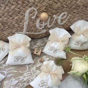 Sacchetto Sartoriale Bianco Tela Boston con Ricamo
